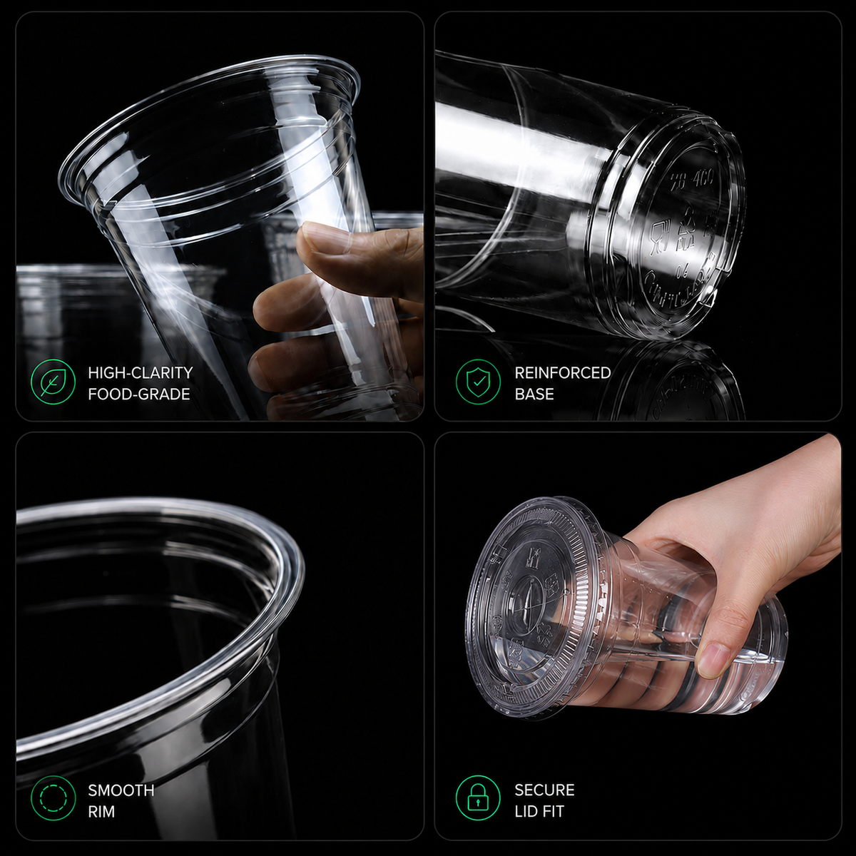 Custom Print Clear PET Plastic Cups with Logo – 98mm Rim