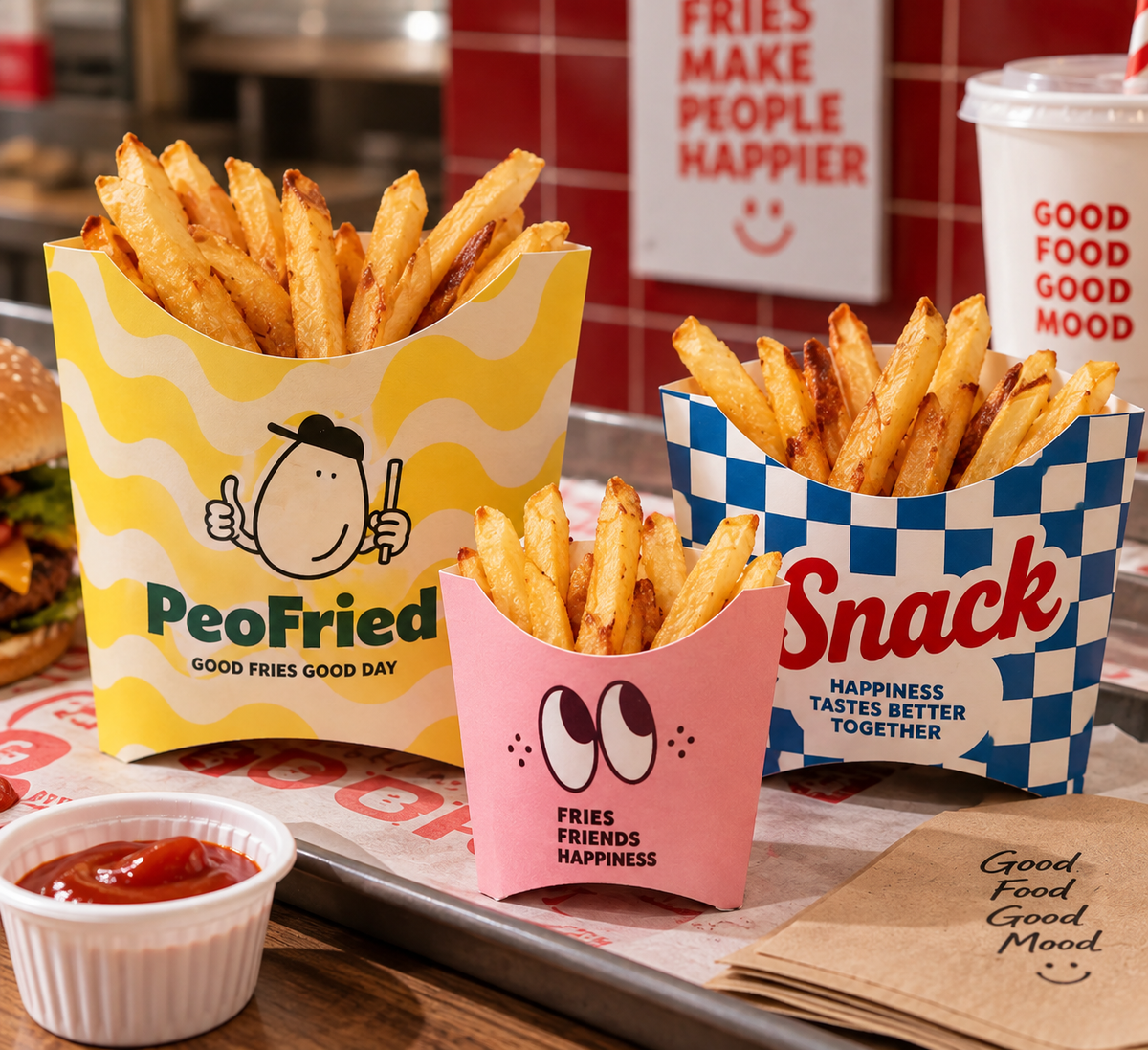 Custom French Fry Boxes | Printed Takeout Fry Cartons