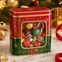 Custom Christmas candy tin with clear window