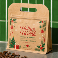 Custom Printed Kraft Coffee Bag with Die-Cut Handle