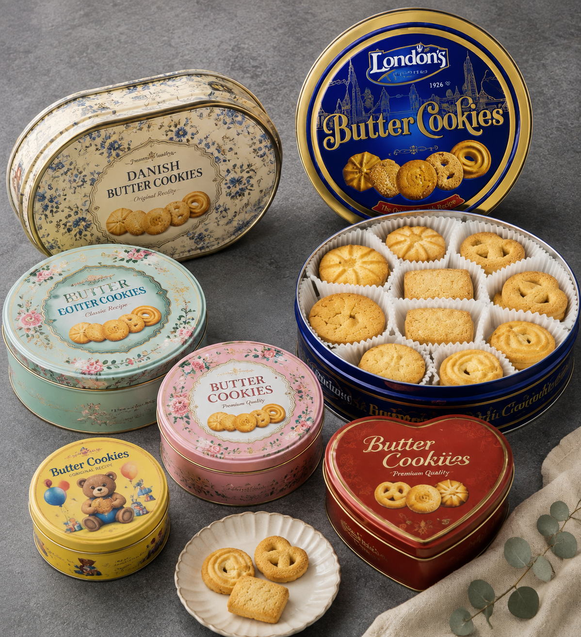 Custom Cookie Tins with Lids for Butter & Danish Cookies