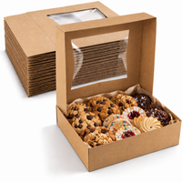 Kraft Cookie Boxes Auto Pop-Up Bakery Boxes with Window 8" x 8" x 2.5"