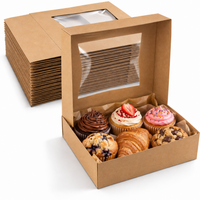 Kraft Cookie Boxes Auto Pop-Up Bakery Boxes with Window 8" x 8" x 2.5"