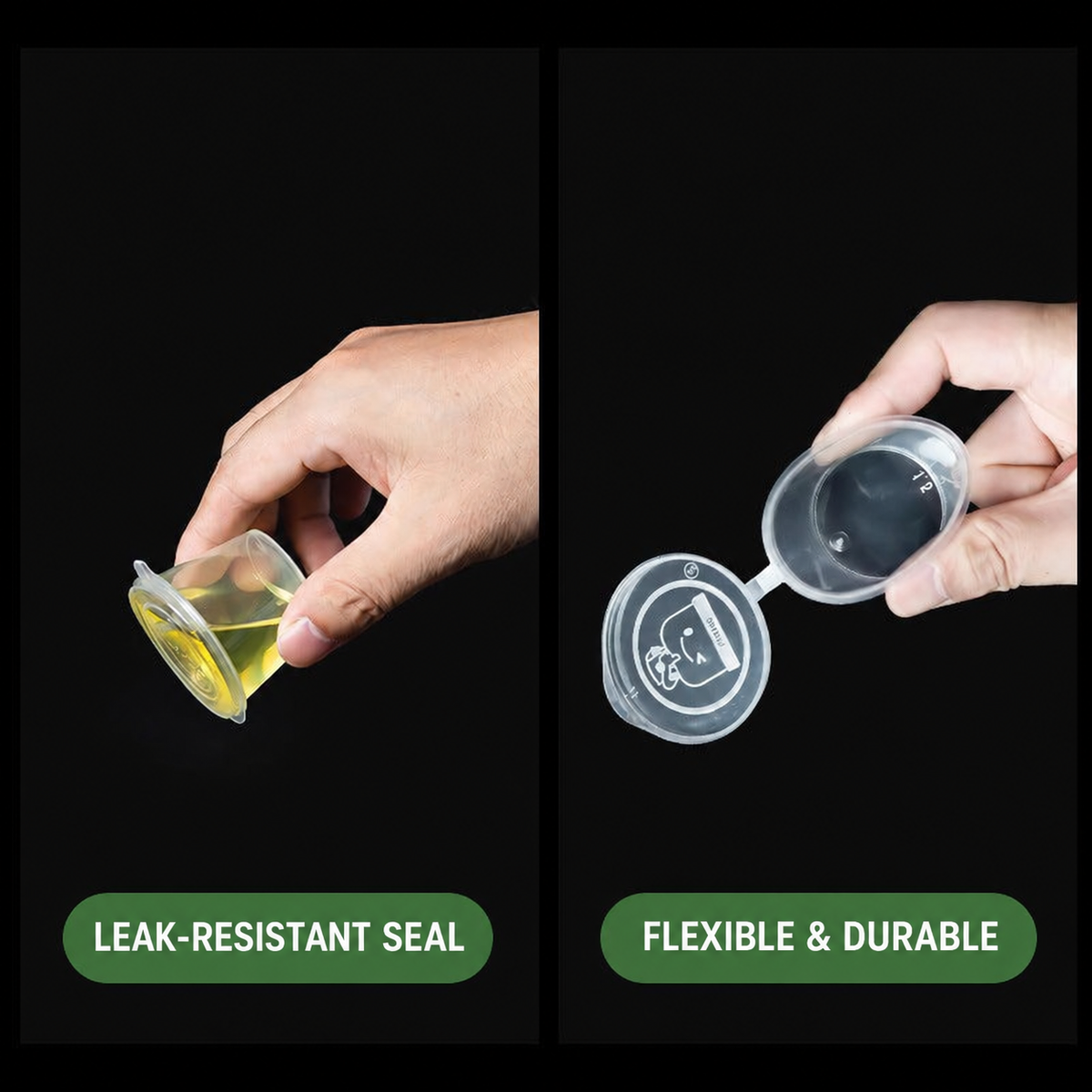 Leak-resistant and flexible disposable sauce cups