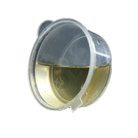 Clear hinged PP sauce cup holding liquid