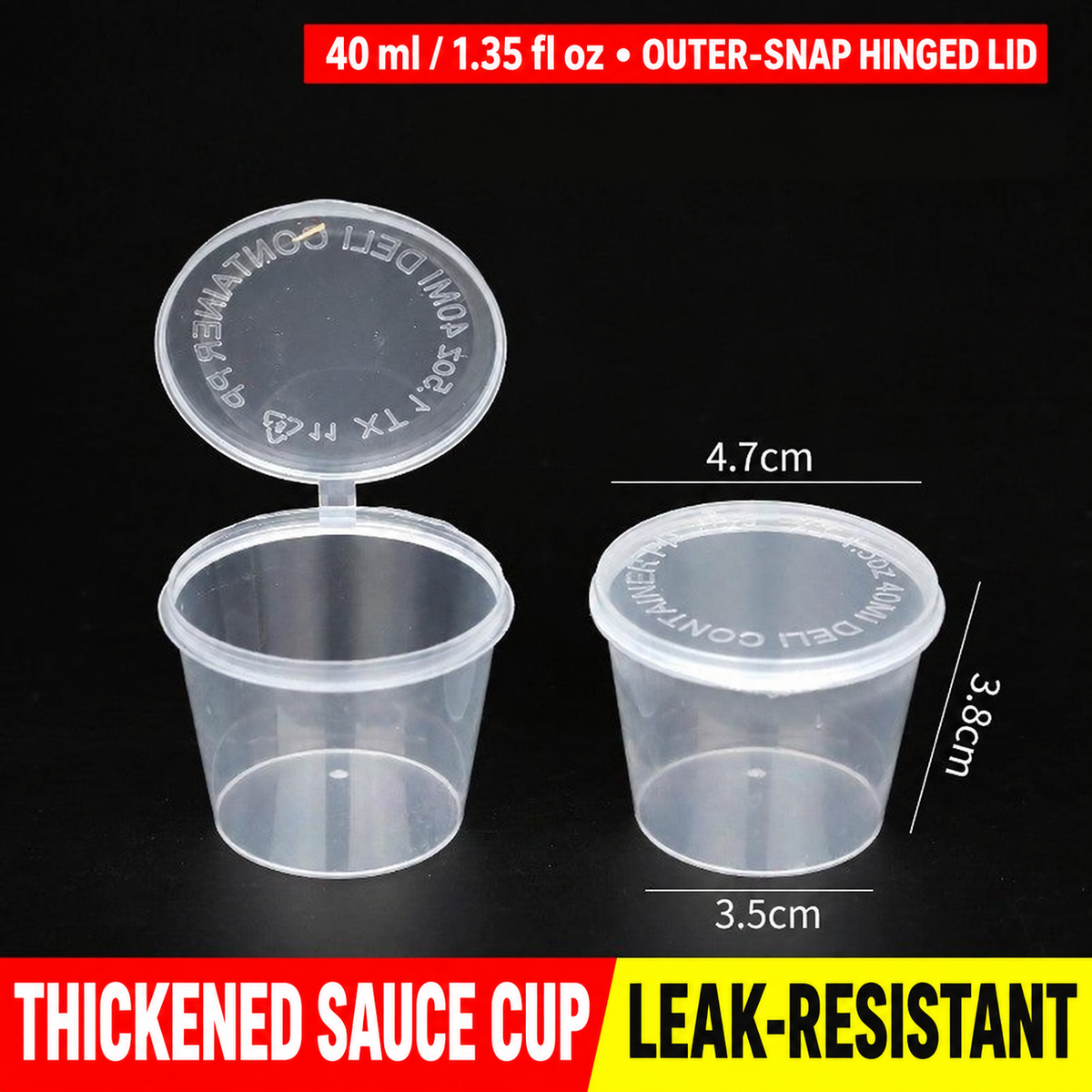 40 ml (1.35 fl oz) outer-snap hinged-lid sauce cup dimensions