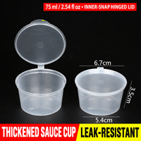 75 ml (2.54 fl oz) inner-snap hinged-lid sauce cup dimensions