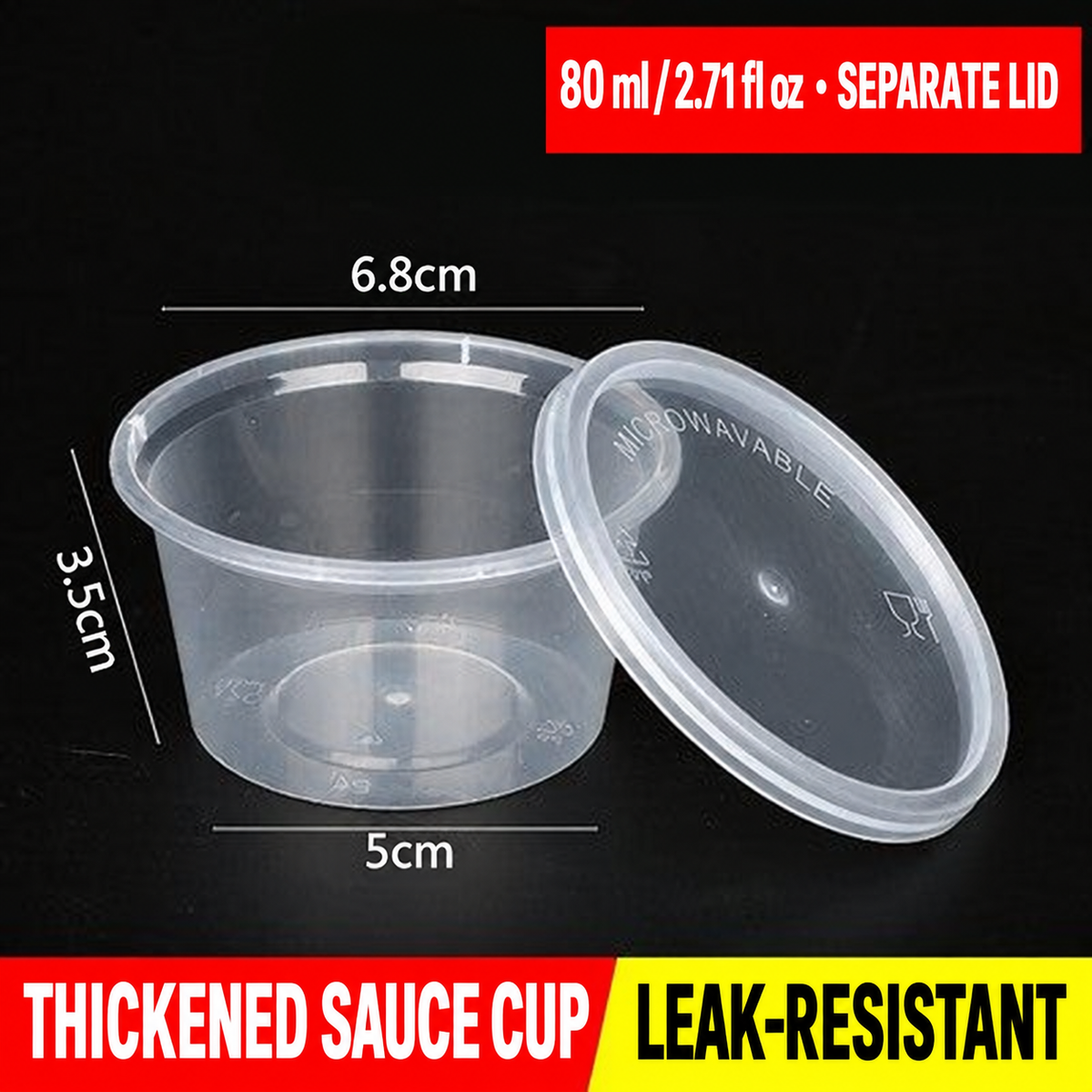 80 ml (2.71 fl oz) separate-lid sauce cup dimensions