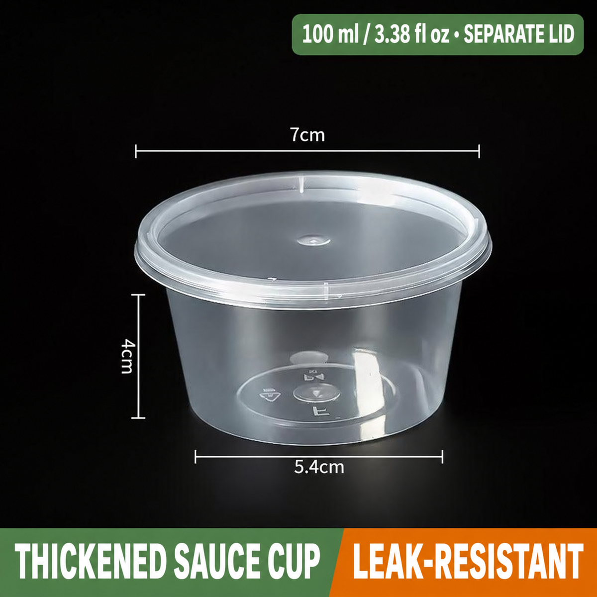 100 ml (3.38 fl oz) separate-lid sauce cup dimensions