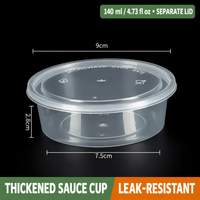 140 ml (4.73 fl oz) separate-lid sauce cup dimensions
