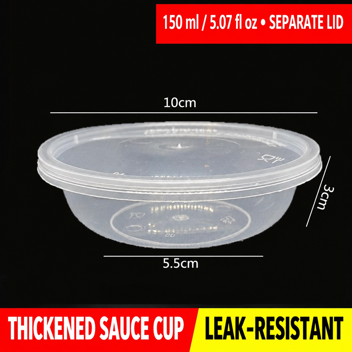 150 ml (5.07 fl oz) separate-lid sauce cup dimensions