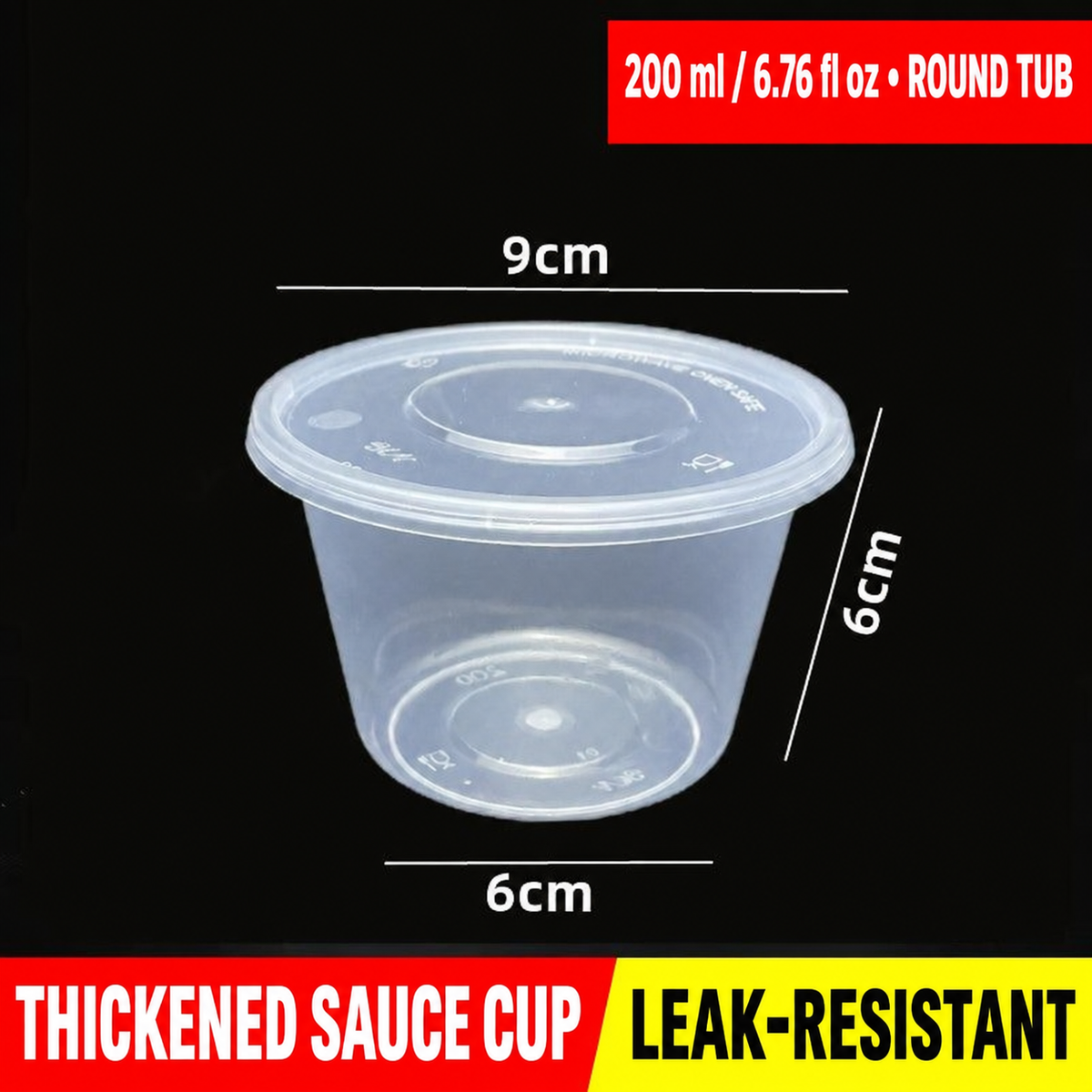200 ml (6.76 fl oz) round sauce tub dimensions