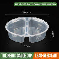 100 ml (3.38 fl oz) two-compartment hinged-lid sauce cup dimensions