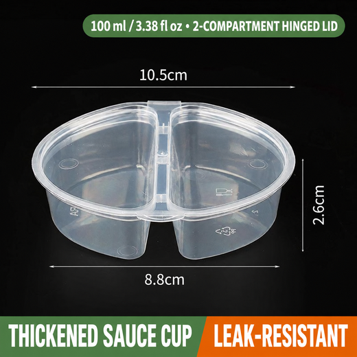Compartment Disposable PP Sauce Cups with Lids – 100–150 ml