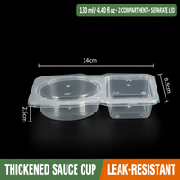 130 ml (4.40 fl oz) two-compartment separate-lid sauce cup side view