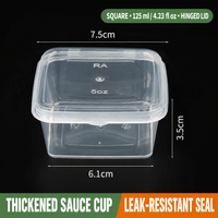 Square 125 ml (4.23 fl oz) hinged-lid sauce cup dimensions