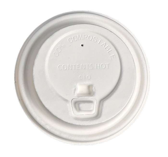 Compostable Sugarcane Fiber Flip-Tab Cup Lids – 80mm & 90mm