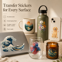 Custom UV DTF 3D Transfer Stickers for Glass and Hard Surfaces