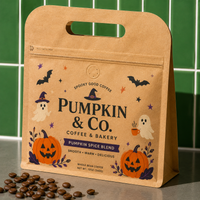 Custom Printed Kraft Coffee Bag with Die-Cut Handle