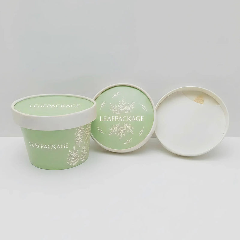 Custom Logo Printed Disposable Ice Cream Cups with Wood Spoon