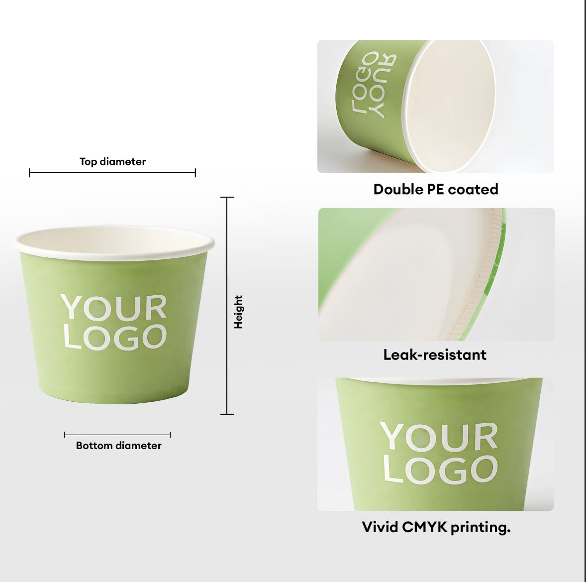 Custom Printed Ice Cream Paper Cup with Paper Lids