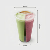 Custom 3-Compartment Plastic Cup for Smoothies & Juices