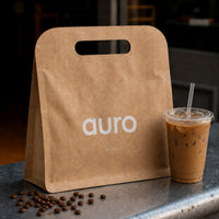 Custom Printed Kraft Coffee Bag with Die-Cut Handle