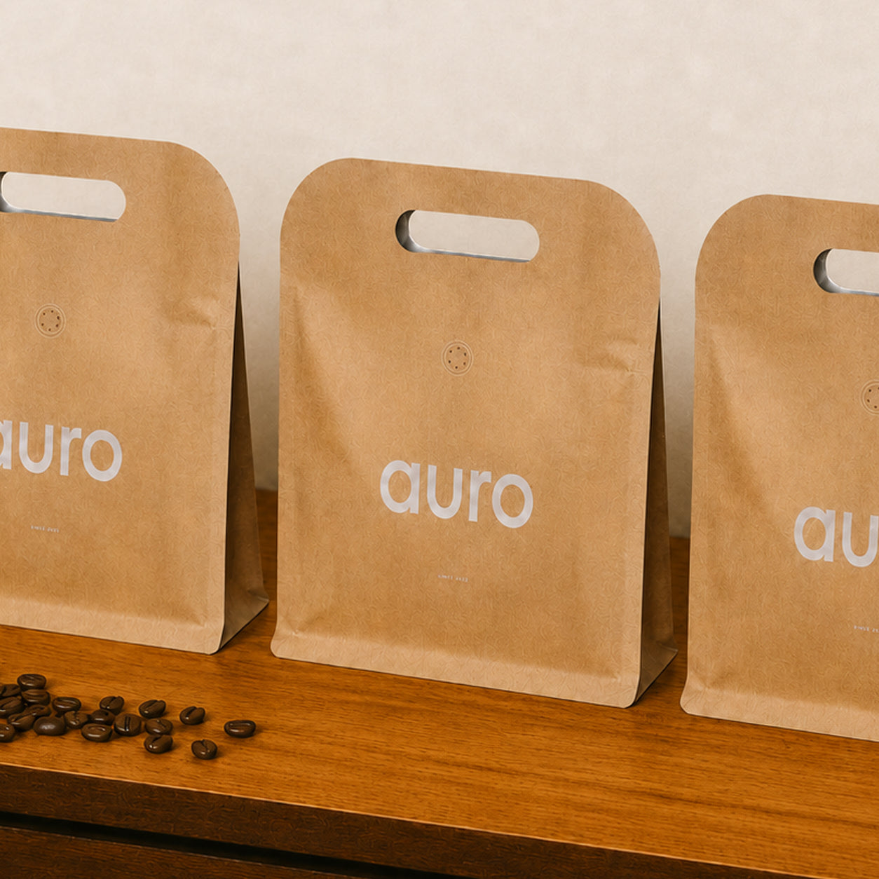 Custom Printed Kraft Coffee Bag with Die-Cut Handle