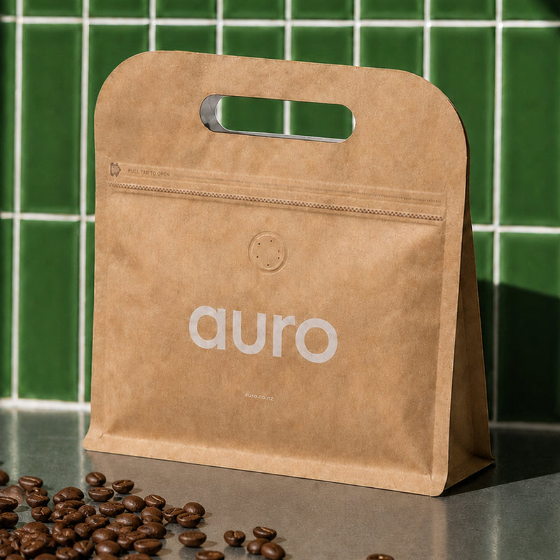 Custom Printed Kraft Coffee Bag with Die-Cut Handle