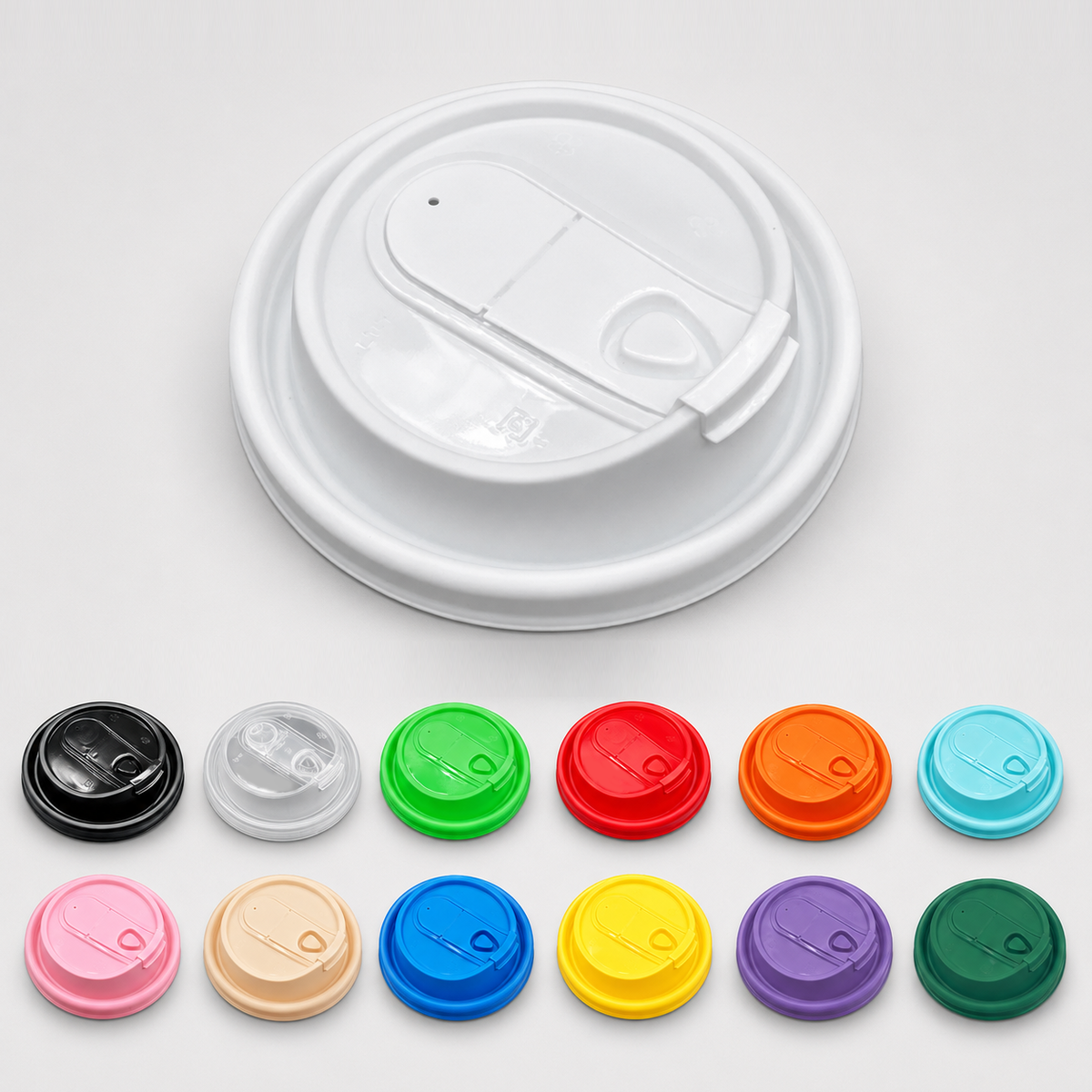 Fold-Back Sip Coffee Cup Lids for 13mm Straws – 90mm PP, Ready to Ship