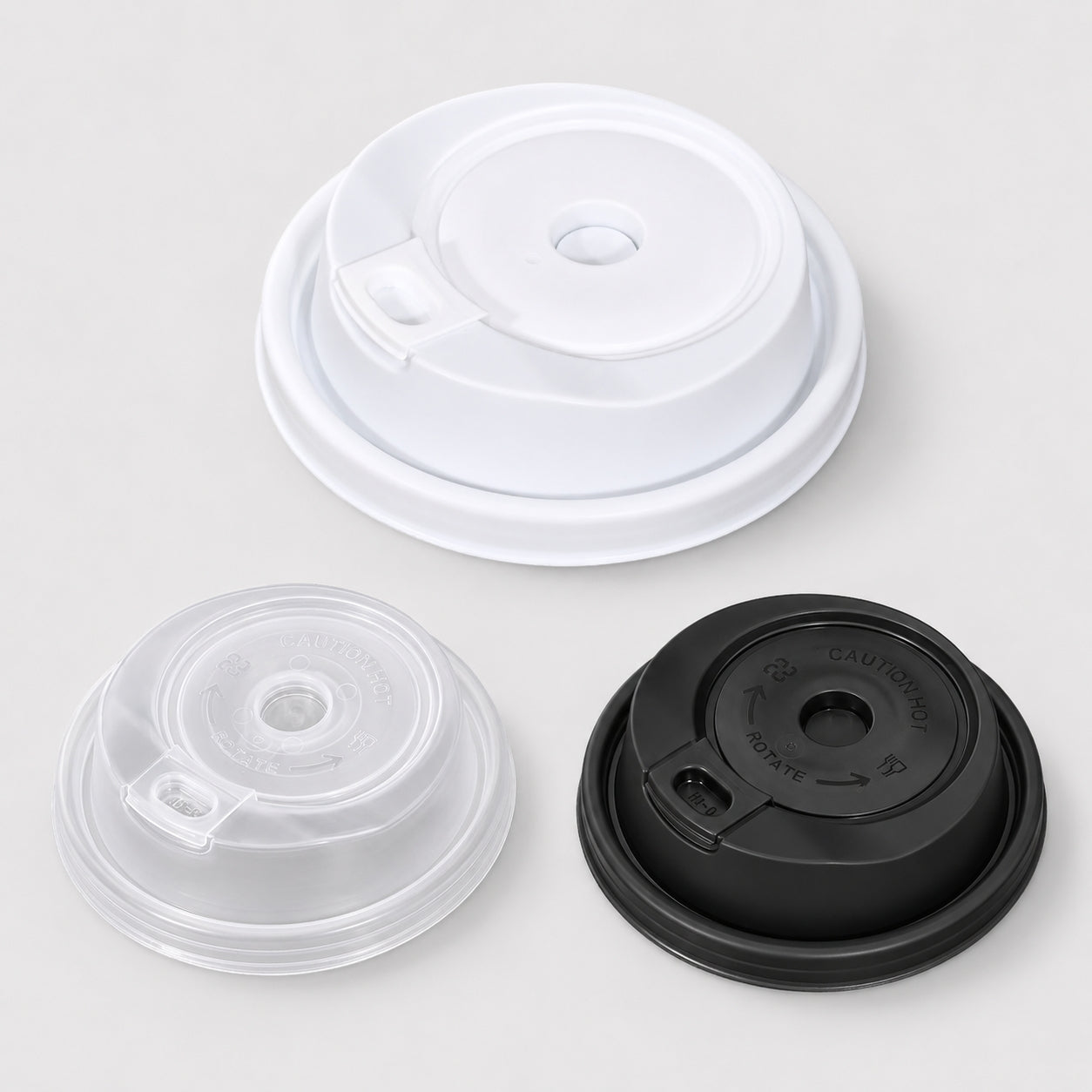 Rotating Slider Coffee Cup Lids for 13mm Straws – 90mm PP, Ready to Ship