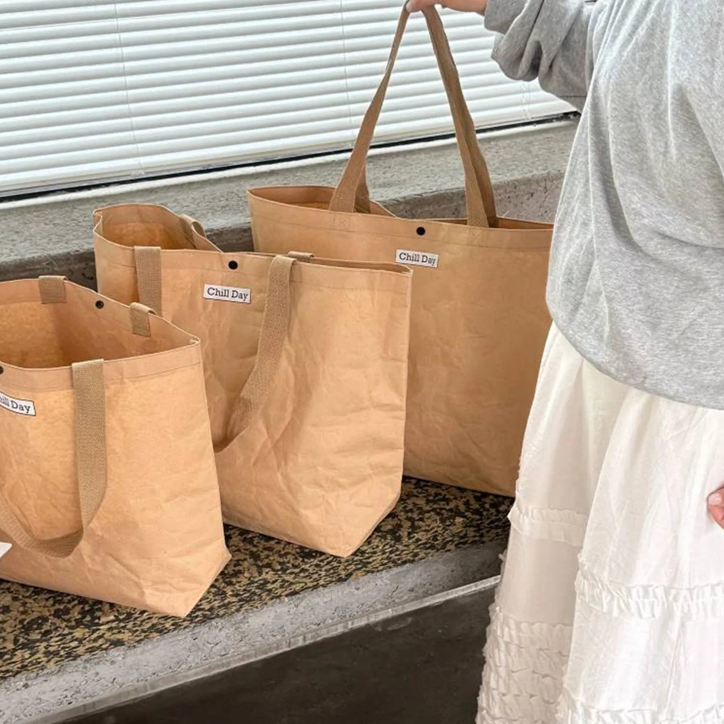 Custom Washable Kraft Paper Tote Bag