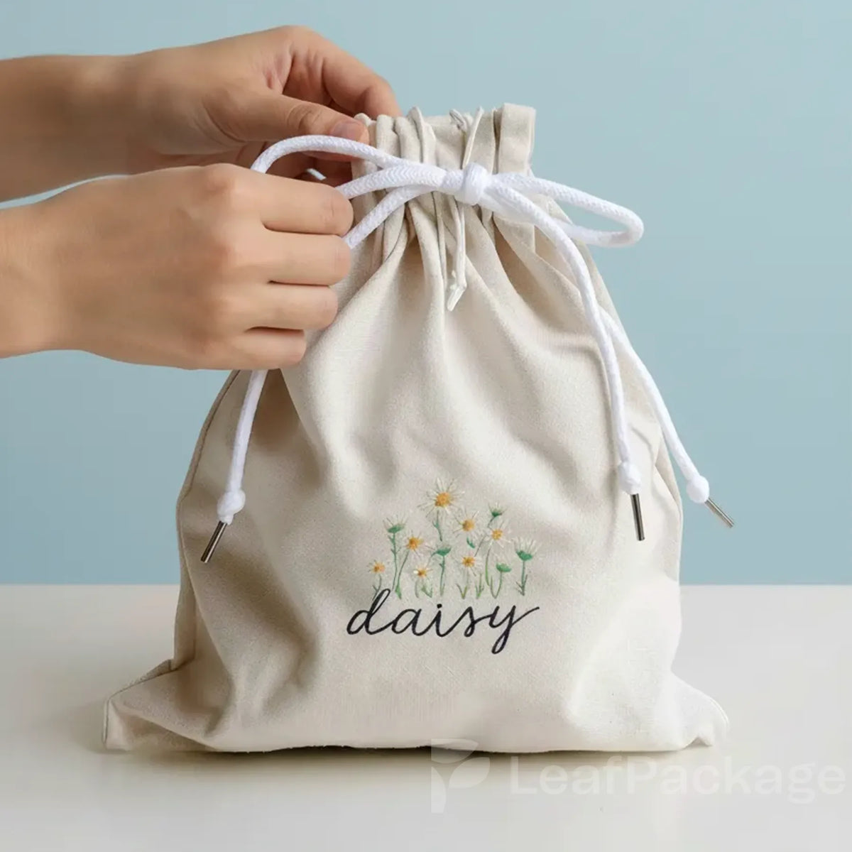 Designer Drawstring Bag Custom Drawstring Bags | Eco-Friendly & Reusable | LeafPackage