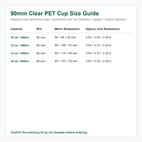 Wholesale Clear PET Flat-Bottom Cups with Lids – 90mm Rim
