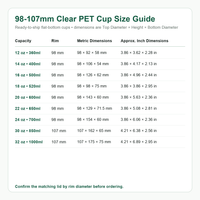 Wholesale Clear PET Flat-Bottom Cups with Lids – 98mm & 107mm Rim