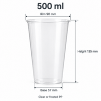 Custom Flat-Bottom PP Plastic Cups - 90mm: cup capacity and dimensions illustration (AI-generated illustration)