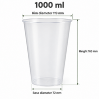 Custom Wide-Mouth PP Plastic Cups - 119mm: cup capacity and dimensions illustration (AI-generated illustration)