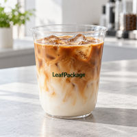 Custom U-Shaped PP Plastic Cups - 95mm: LeafPackage iced coffee serving scene (AI-generated illustration)