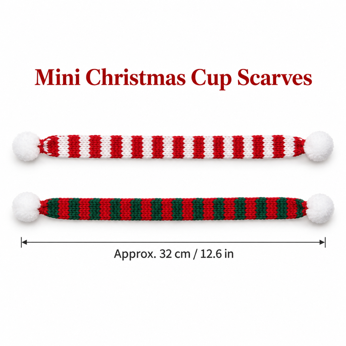 Mini Christmas Scarves for Coffee Cups - Assorted Packs: approximate dimensions