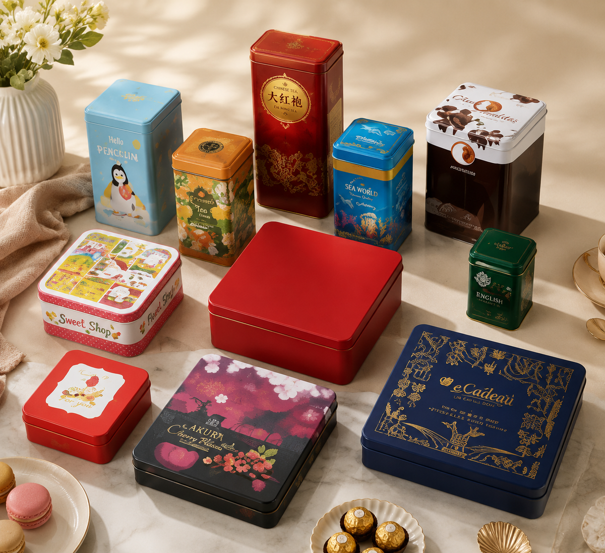 Cajas Cuadradas de Hojalata Personalizadas Latas Metálicas