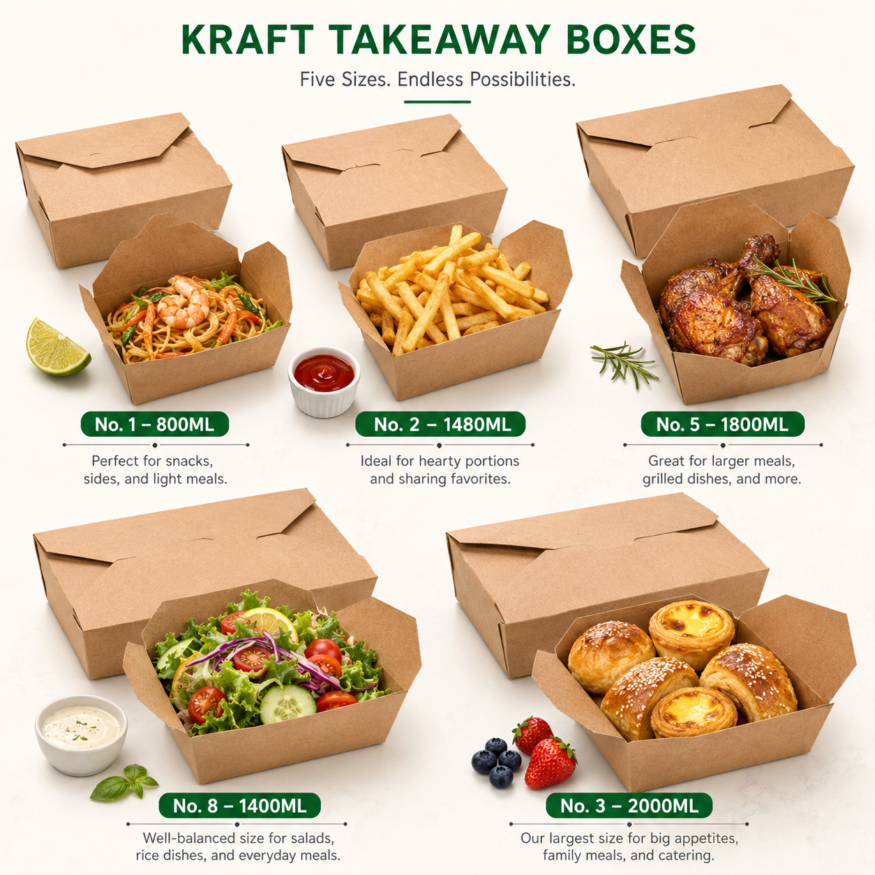 Custom Kraft Foldable Takeout Food Boxes