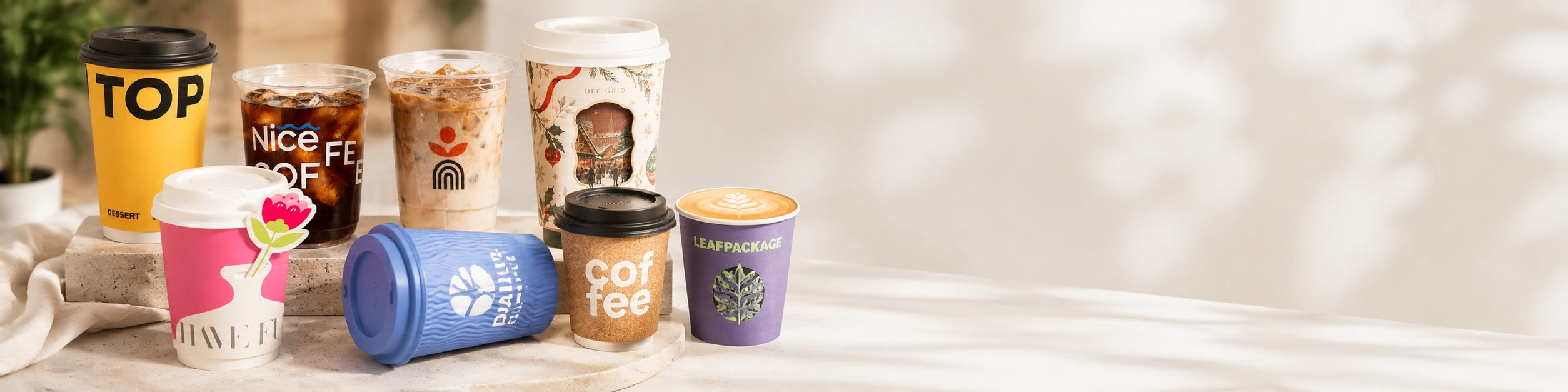 Custom hot and cold drink cups from LeafPackage