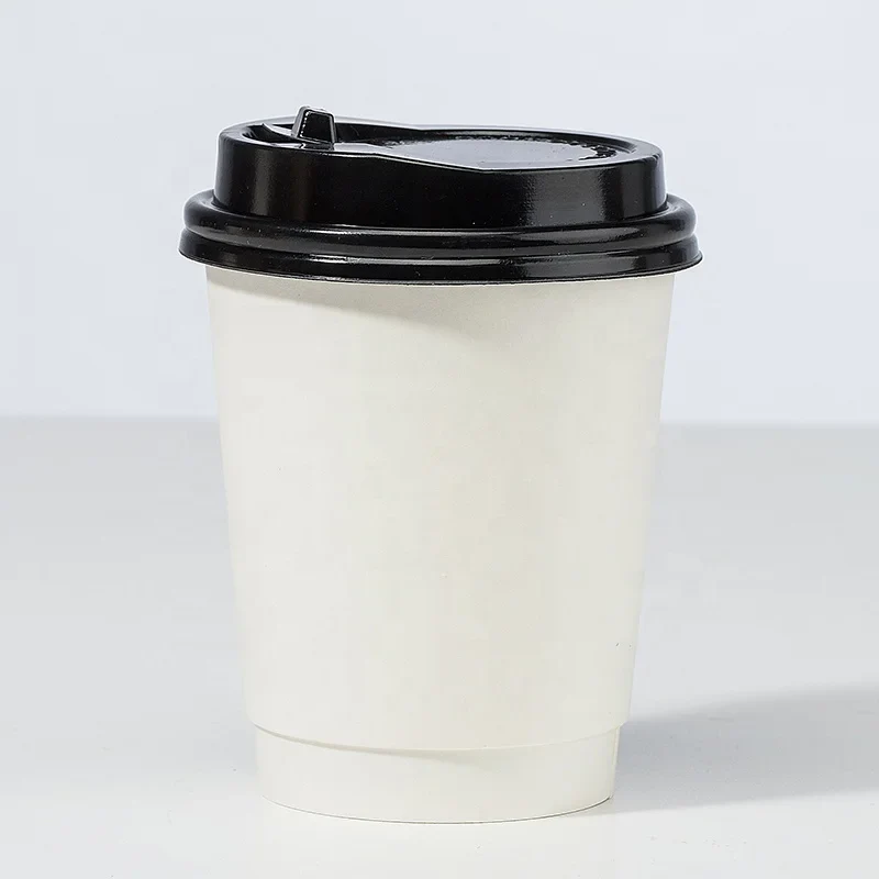 In-stock blank hot paper cup with lid